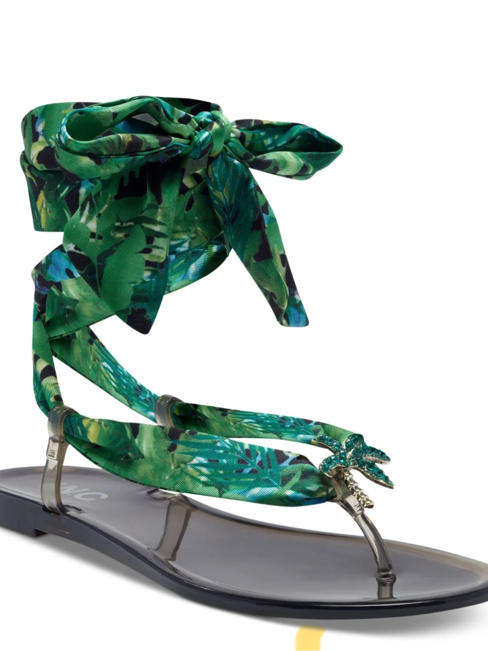 I.N.C. International Concepts Malana sandals green scarf tie w/ brooch 7